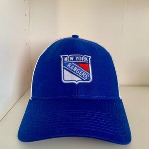 Reebok New York Rangers Trucker Hat Cap NHL Blue White Snap Back Adjustable